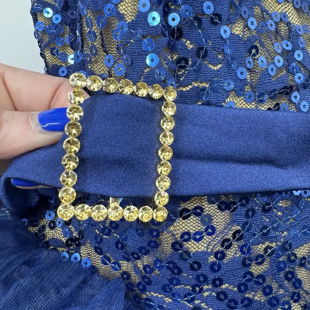 Weissman Showtime You Can Tell She's a Princess Navy Gold Sequin Tutu Costume XL